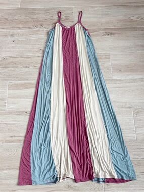 Adora Striped Maxi Dress Mauve Blue Cream Size Large